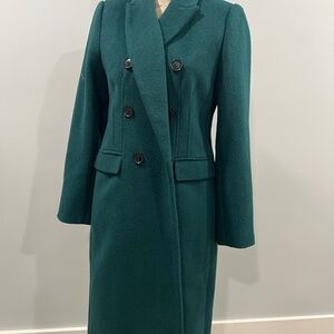 Elegant Green Double-Breasted Women's Coat